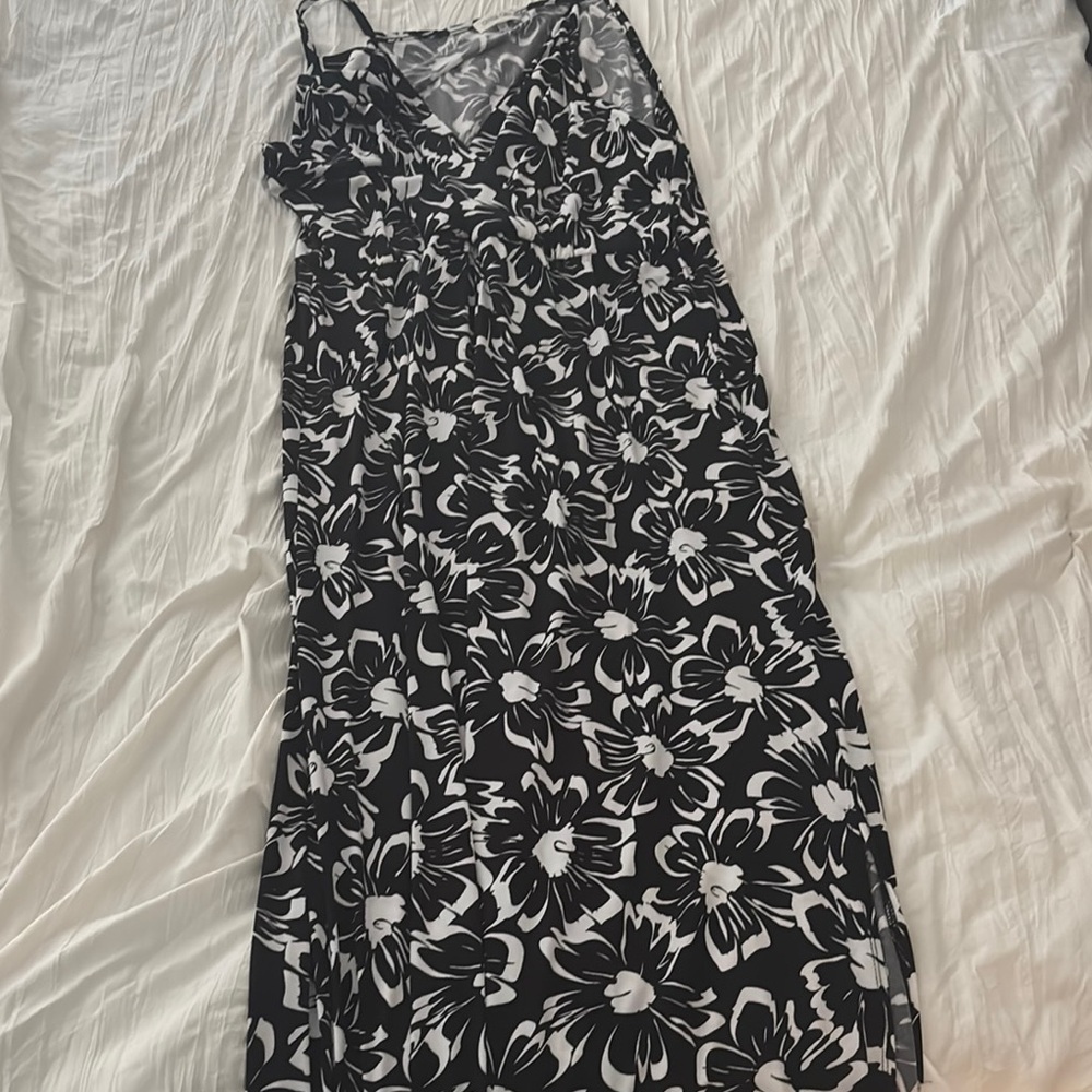 Floral Black and White Dress
